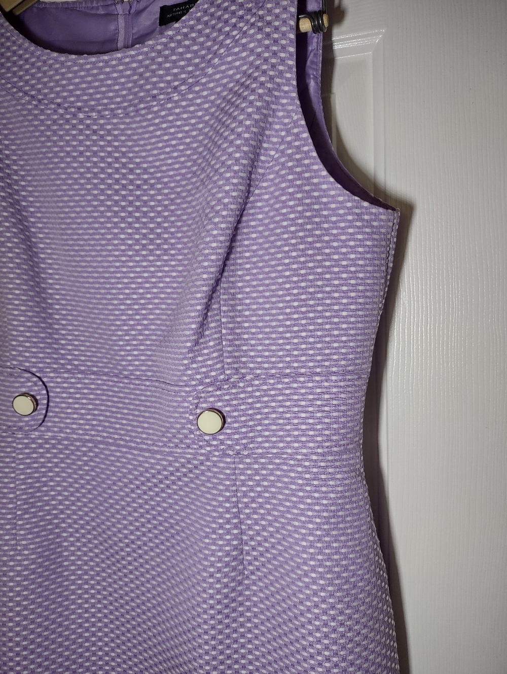 Tahari Lavender Textured Vintage Inspired Sleeveless Sheath Dress - Picture 6 of 9